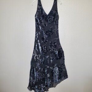 Floral Dressbarn Velvet Burnout Sleeveless Asymmetric Maxi Flowy Dress